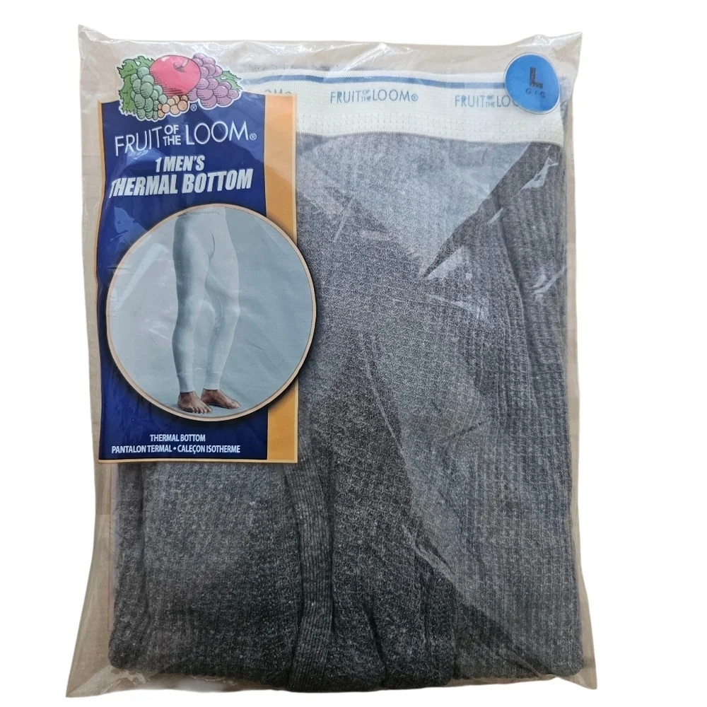 Fruit of The Loom Men's Gray Thermal Waffle Baselayer Pants Size L (38- 41